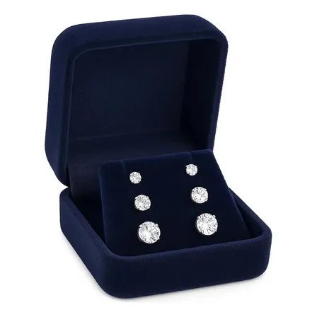 Kit Trio Brinco Prata925 Zircon Redondo/coraçao/estrela/bola