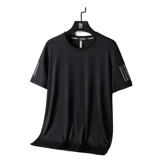 Camiseta Masculina De Seda Gelada Estampada Estilo Esportivo