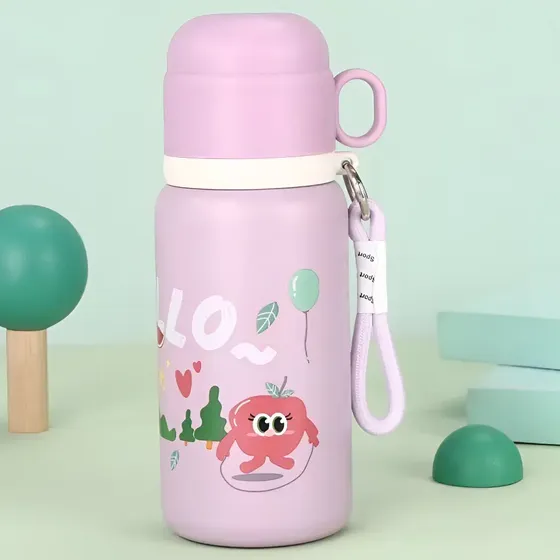 Garrafinha Infantil Térmica Inox 450ml Escolar Copo + Alça