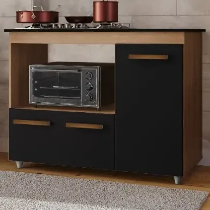 Balcão Para Cooktop 4 E 5 Bocas 3 Portas Mdp Armário Cozinha