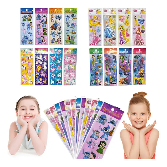 80 Cartelas Adesivos Infantil Variados Menino Menina Sticker