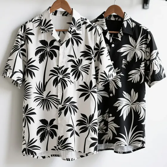 Kit2 Camisa Manga Curta Masculina Havaiana Praia Vária Cores
