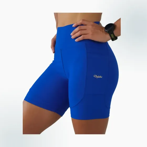 Shorts De Corrida Feminino Compressão Poliamida Com 4 Bolsos
