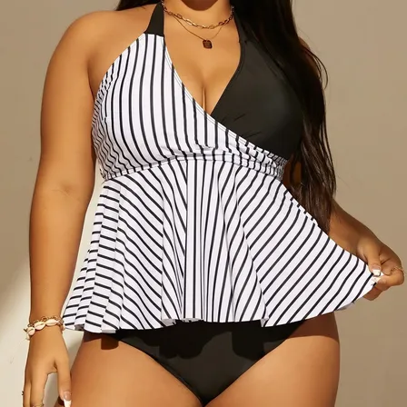 Biquíni Maiô Feminino Plus Size Com Estampa Tropical 2 Peças