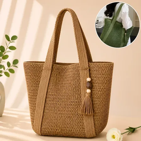 Bolsa De Palha Praia Piscina Clube Casual Elegante Grande