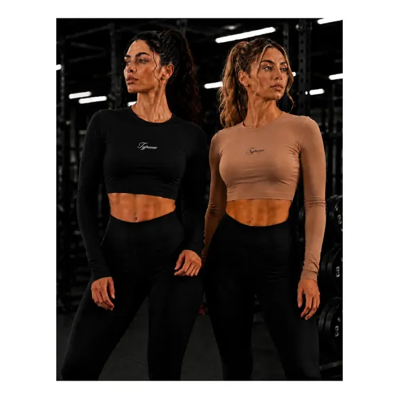 Kit 2 Cropped Top Feminino Manga Longa Segunda Pele Suplex