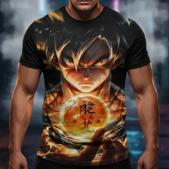Camiseta/ Camisa Do Goku E A Esfera Do Dragão