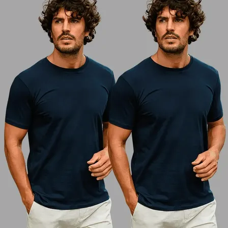 Kit 2 Camiseta Masculina Leve Básica Algodão Egípcio Vicenza