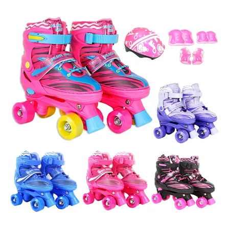 Patins Infantil Roller 4 Rodas + Capacete Proteção Ajustável
