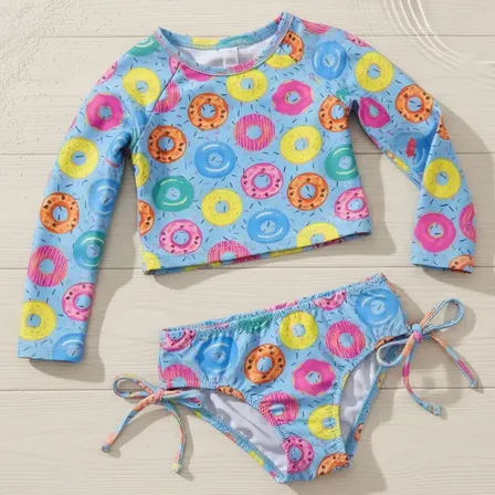 Conjunto Biquíni Infantil Cropped Proteção Solar Tam 2 Ao 12