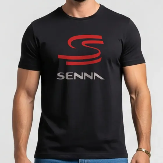 Camiseta Ayrton Senna S Casual Gola Careca Algodão Fã F1