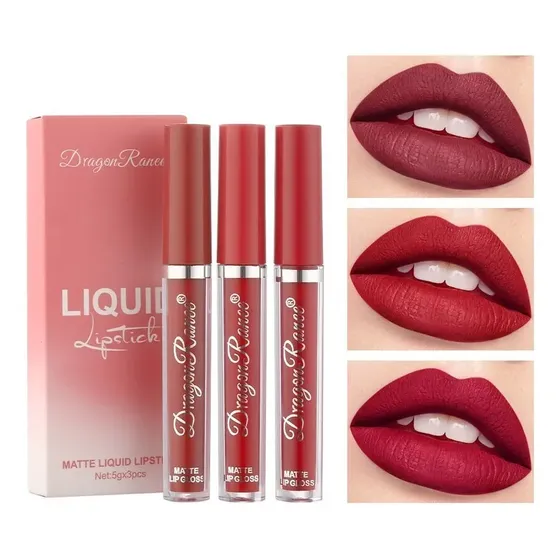 Kit 3 Batons Líquido Matte Perfect Lips Ruby Rose