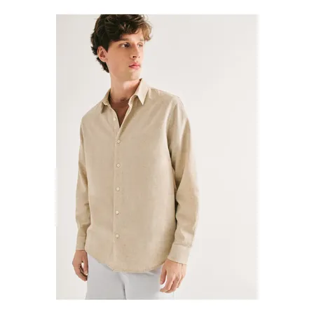 Camisa Masculina Manga Longa Slim Com Linho Hering