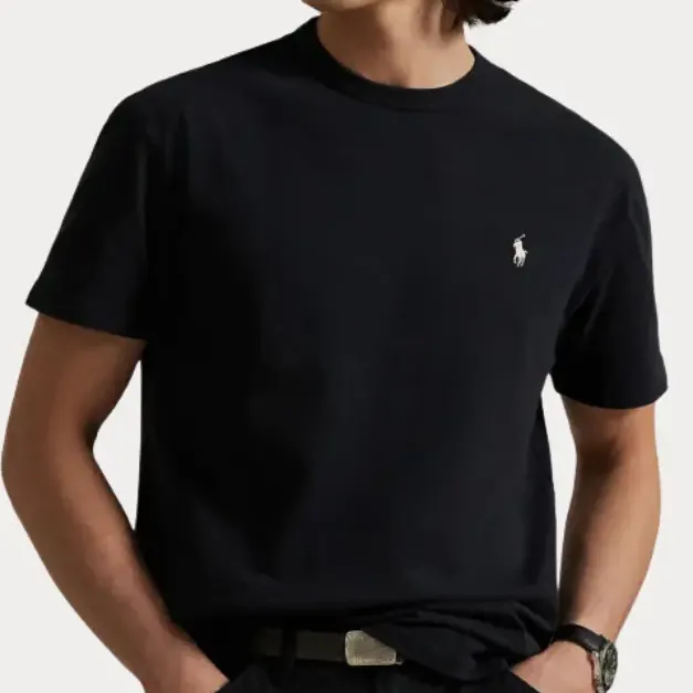 Camiseta Básica Ralph Lauren Preta Masculina Algodão