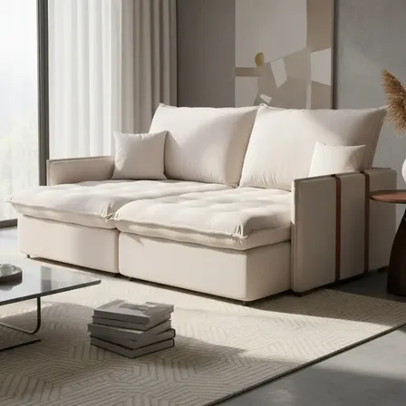 Sofá-cama Retrátil 3 Lug Molas Ensacadas 2,00mt Faenzo Linho