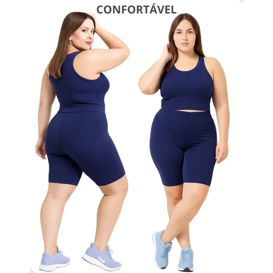 Conjunto Academia Plus Size Top Short Roupa Fitness Treino