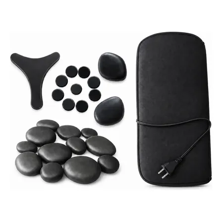 Kit 12 Pedras Quentes Vulcânicas Corporal + Bolsa Térmica