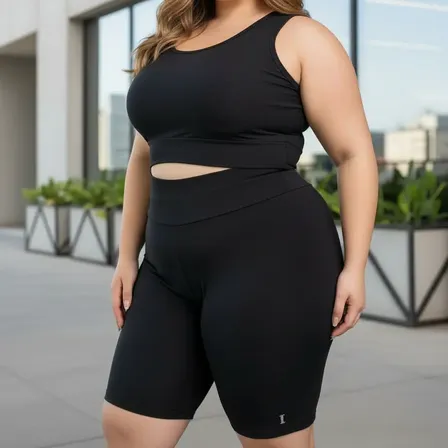 Conjunto Suplex Plus Size Top/short Cós Alto Academia Verão