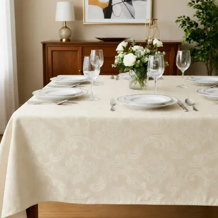 Toalha De Mesa Quadrada P 4 Lugares Tecido Jacquard