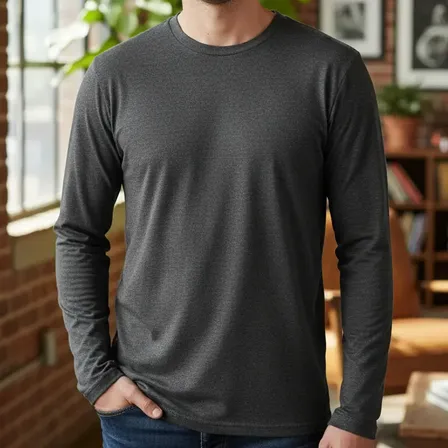 Camiseta Masculina Manga Longa Premium Não Precisa Passar
