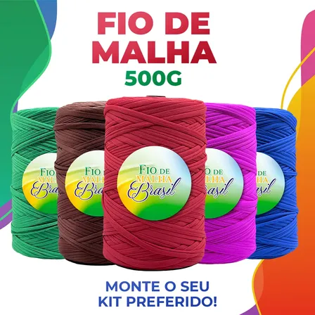 Kit 5 Rolos Fio De Malha Brasil 500g Cada Para Crochê