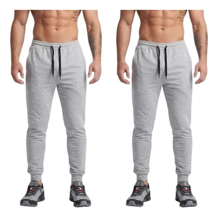 Kit 2 Calça Moletom Com Bolso Slim Jogger Masculina Básica