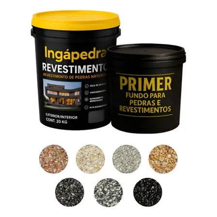 Kit Com Pedra Natural E Primer Acabamento Rápido E Profissio