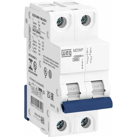 Disjuntor Bipolar 10 16 20 25 32 40 50 E 63a Curva C Weg