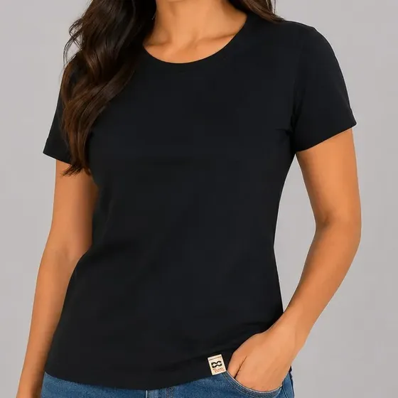 Blusa Feminina Básica Cotton Elastano Camiseta Verão 25615