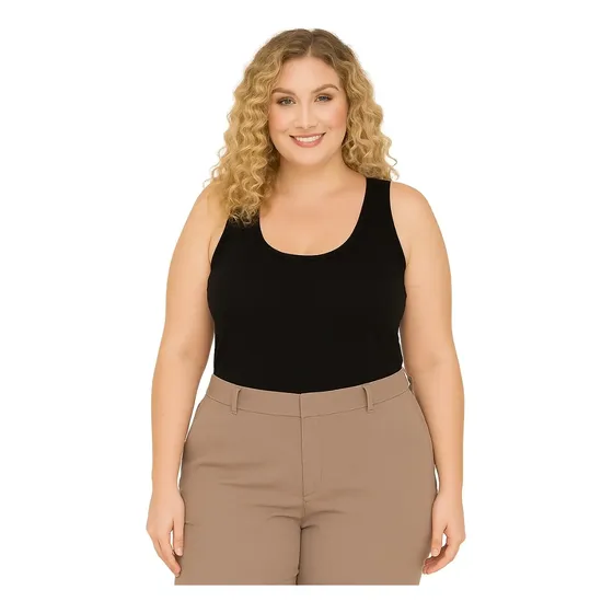 Blusa Regata Feminina Plus Size Visco Lycra Confortável