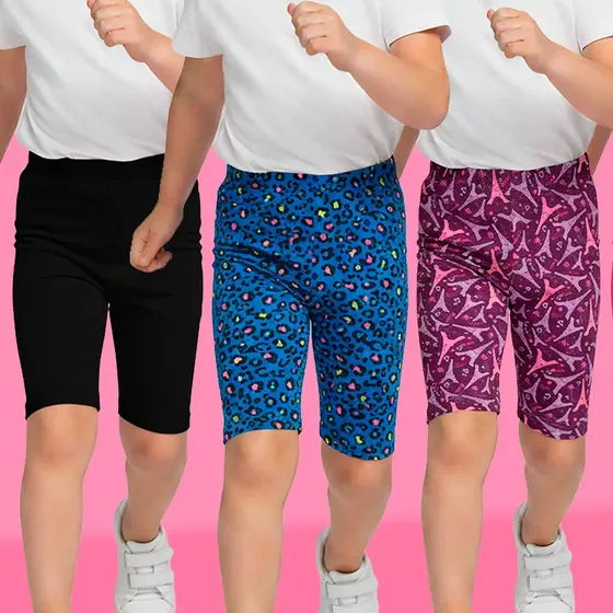 Kit 4 Bermuda Infantil Ciclista Menina Bebe Cotton Verão
