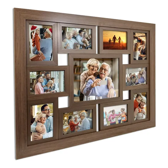 Painel Quadro Multifotos Com Vidro Grande P/ 11 Fotos Parede