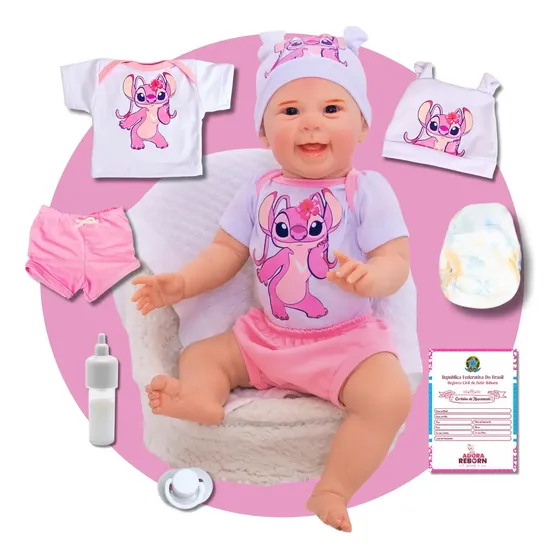 Bebê Reborn Menino Boneco Realista De Silicone Roupa Stitch