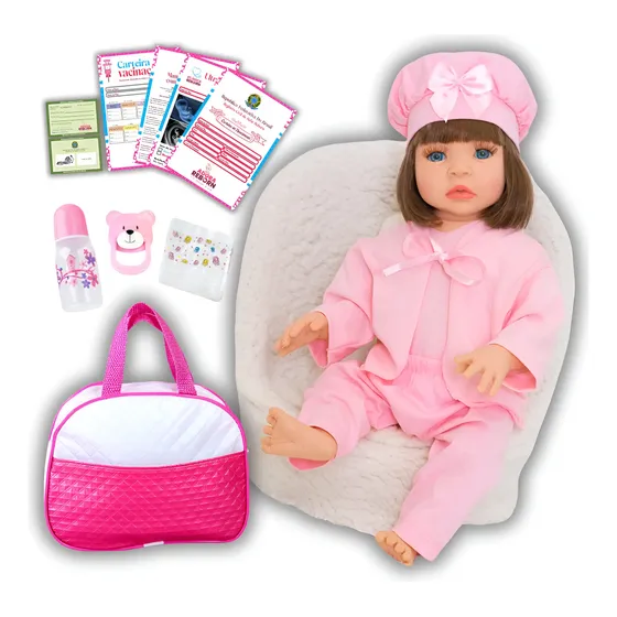 Boneca Bebê Reborn Original Realista Com Bolsa Maternidade