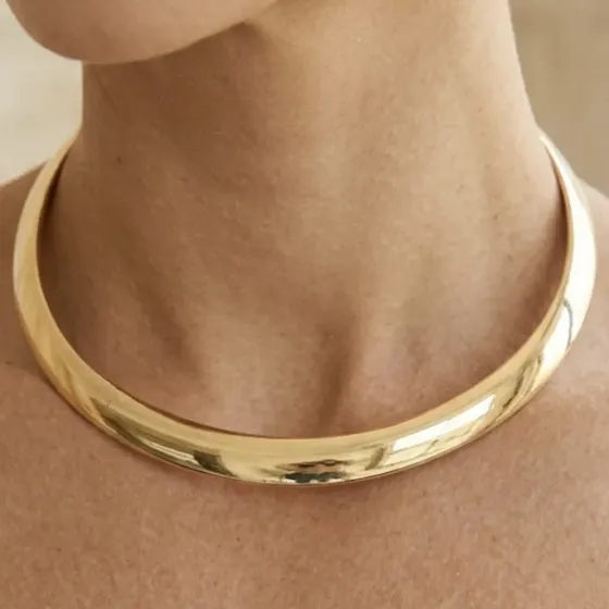 Choker Rígida Aro Gargantilha Banhado Ouro / Prata