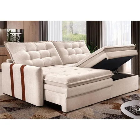 Sofá Sem Caixa Retrátil 1,80m Soft Petit Boucle Cama Inbox