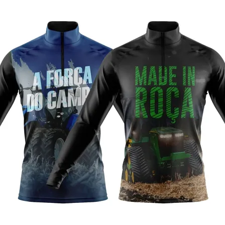 Kit 2 Camisas Agro Camiseta Térmica Proteção Solar Uv Trator