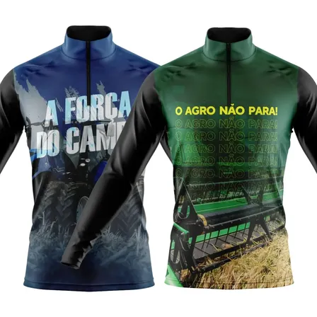 Kit 2 Camisa Agro Camiseta Proteção Solar Uv Térmica Trator*