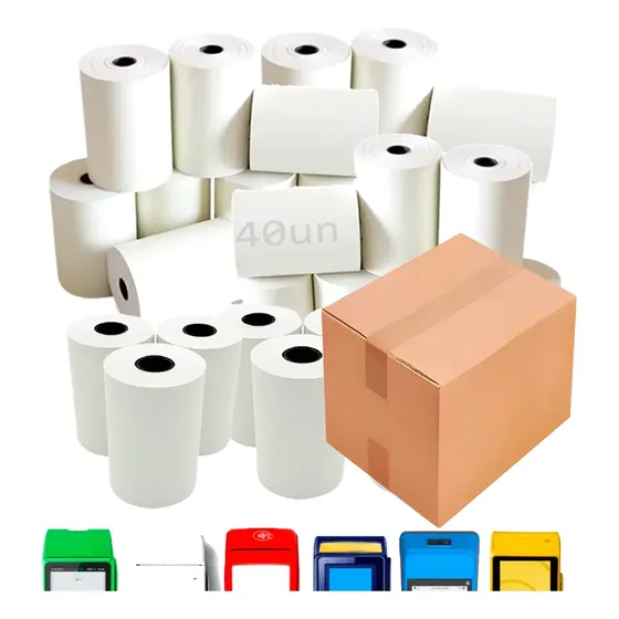 Kit 40 Bobinas Termicas Papel Maquininha 57x15m 2 Cores
