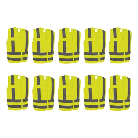 Kit 5 Colete Segurança Tipo Blusão Refletivo 1 Bolso Zíper