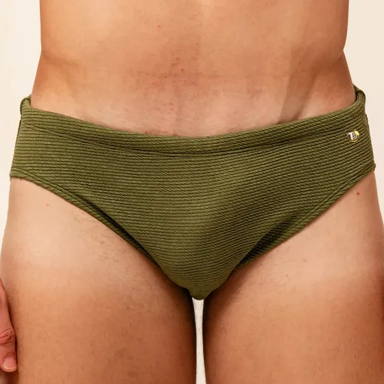 Sunga Cavada Slim 7 Verde Lodo Canelado