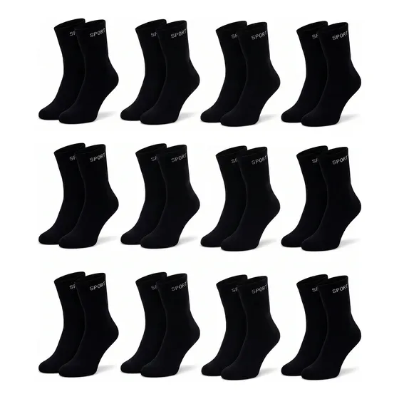 Kit 12 Pares Meia Masculina Cano Longo Sport Casual Algodão