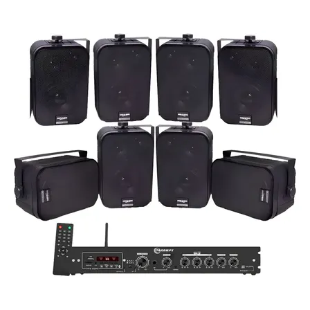 Kit Som Ambiente Receiver Ths 6000 8 Caixas Sp 400 Academias