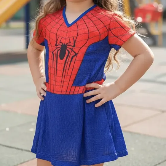 Fantasia Infantil Vestido Da Mulher Aranha Com Máscara