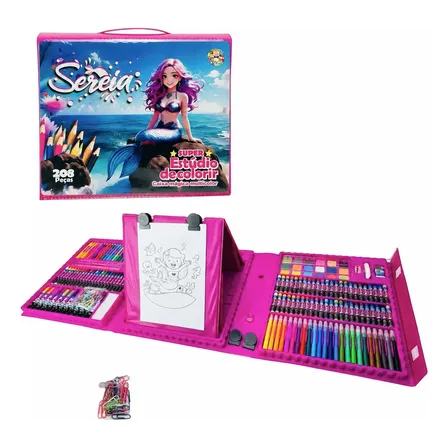 Maleta De Pintura Infantil Para Colorir Com Desenhos 208 Pcs
