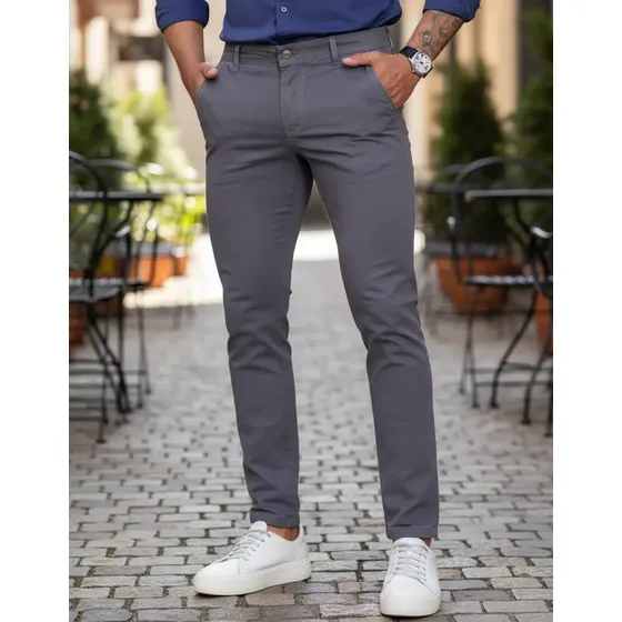 Calça Masculina Sport Fino Sarja Bolso Faca Com Elastano