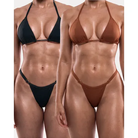 2 Biquínis Estilo Cortininha P/ Bronzear Calcinha Fio Verão