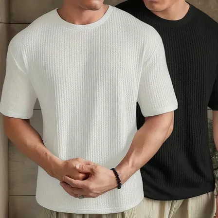 Camisa Masculina Kit 2 Texturizada Quadradinhos Oversized