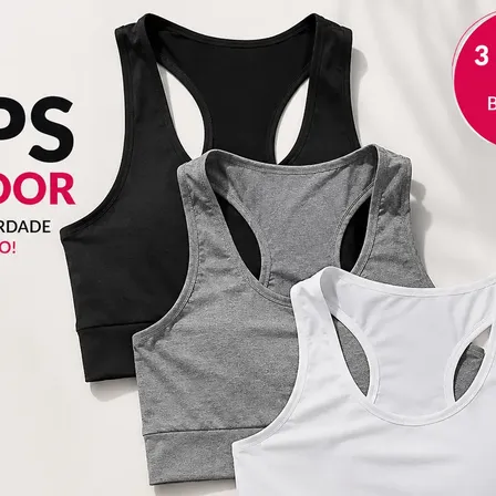 Kit 3 Top Cropped Feminino Suplex Fitness Academia Treino