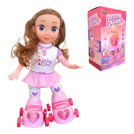Boneca Patinadora Anda Canta Dança Luzes Som Infantil Menina